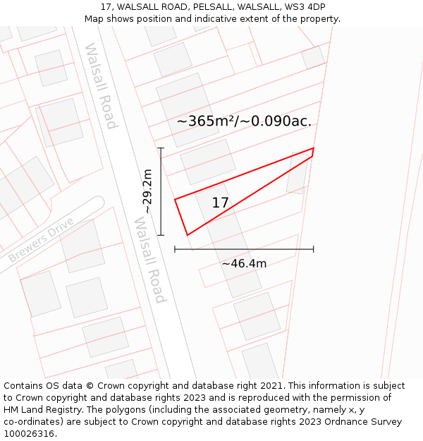 17, WALSALL ROAD, PELSALL, WALSALL, WS3 4DP: Plot and title map