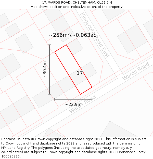 17, WARDS ROAD, CHELTENHAM, GL51 6JN: Plot and title map