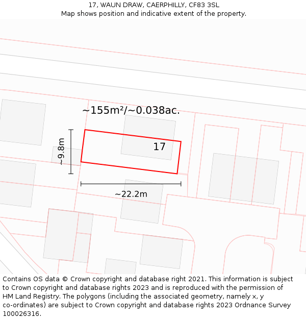 17, WAUN DRAW, CAERPHILLY, CF83 3SL: Plot and title map