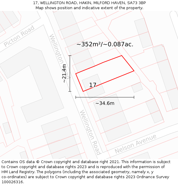 17, WELLINGTON ROAD, HAKIN, MILFORD HAVEN, SA73 3BP: Plot and title map