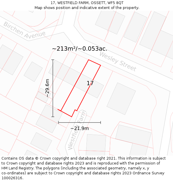 17, WESTFIELD FARM, OSSETT, WF5 8QT: Plot and title map