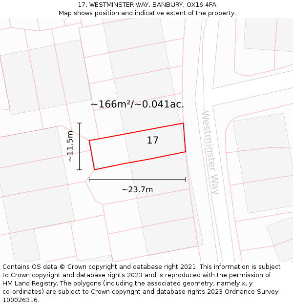 17, WESTMINSTER WAY, BANBURY, OX16 4FA: Plot and title map