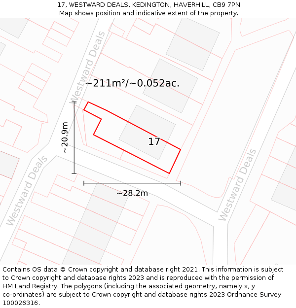 17, WESTWARD DEALS, KEDINGTON, HAVERHILL, CB9 7PN: Plot and title map