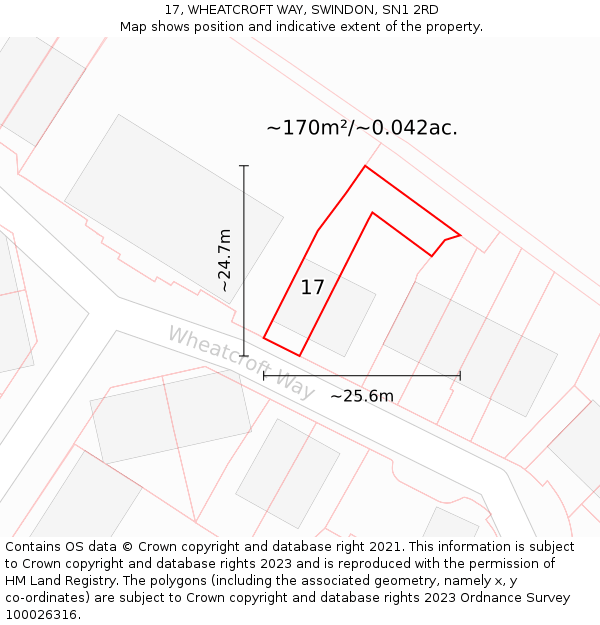 17, WHEATCROFT WAY, SWINDON, SN1 2RD: Plot and title map