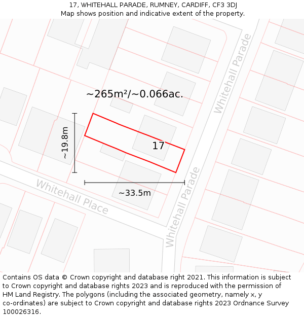 17, WHITEHALL PARADE, RUMNEY, CARDIFF, CF3 3DJ: Plot and title map