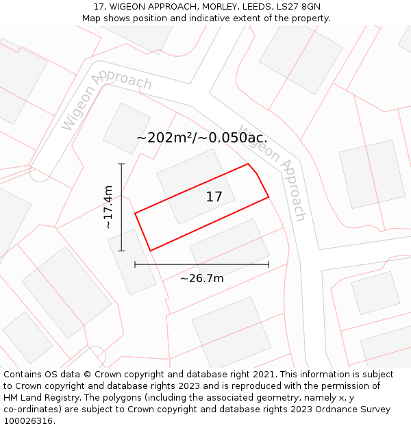 17, WIGEON APPROACH, MORLEY, LEEDS, LS27 8GN: Plot and title map