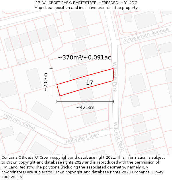 17, WILCROFT PARK, BARTESTREE, HEREFORD, HR1 4DG: Plot and title map