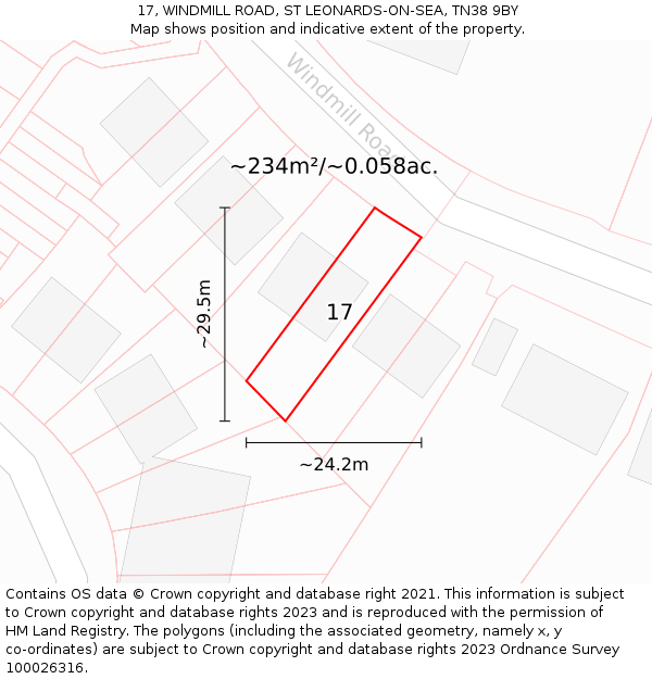 17, WINDMILL ROAD, ST LEONARDS-ON-SEA, TN38 9BY: Plot and title map
