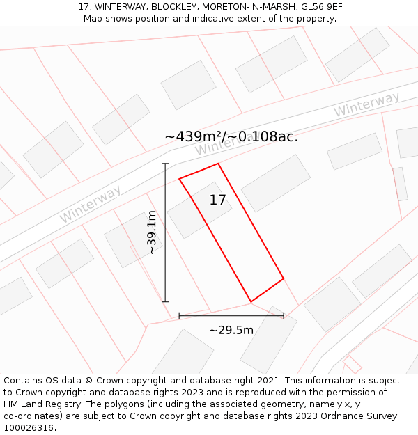 17, WINTERWAY, BLOCKLEY, MORETON-IN-MARSH, GL56 9EF: Plot and title map