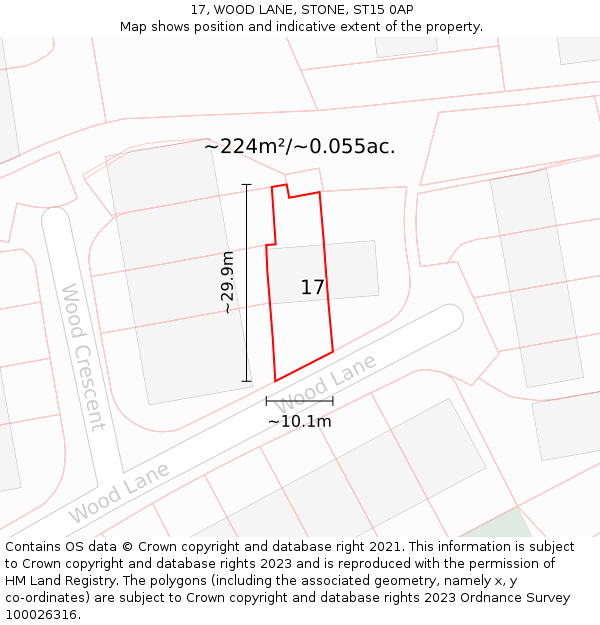 17, WOOD LANE, STONE, ST15 0AP: Plot and title map