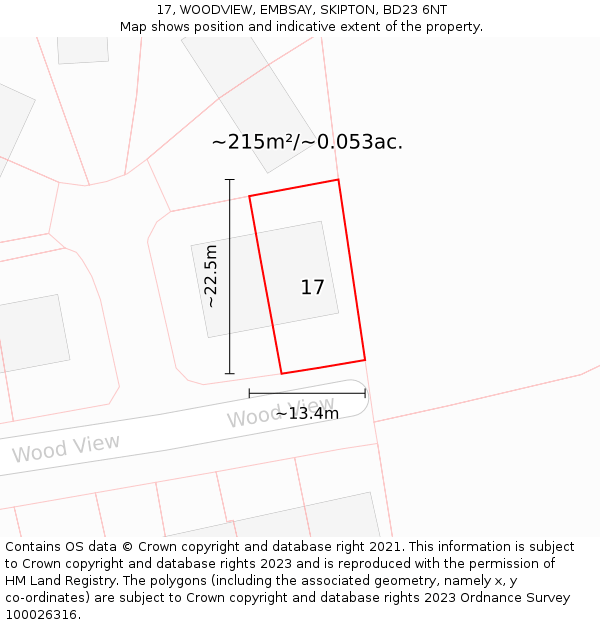 17, WOODVIEW, EMBSAY, SKIPTON, BD23 6NT: Plot and title map