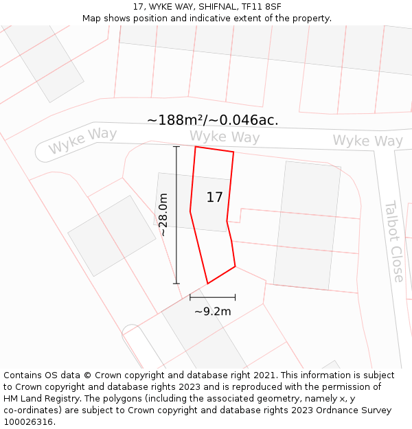 17, WYKE WAY, SHIFNAL, TF11 8SF: Plot and title map