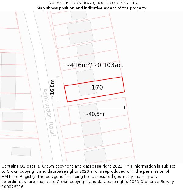 170, ASHINGDON ROAD, ROCHFORD, SS4 1TA: Plot and title map