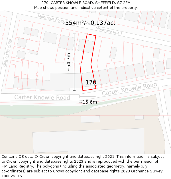 170, CARTER KNOWLE ROAD, SHEFFIELD, S7 2EA: Plot and title map