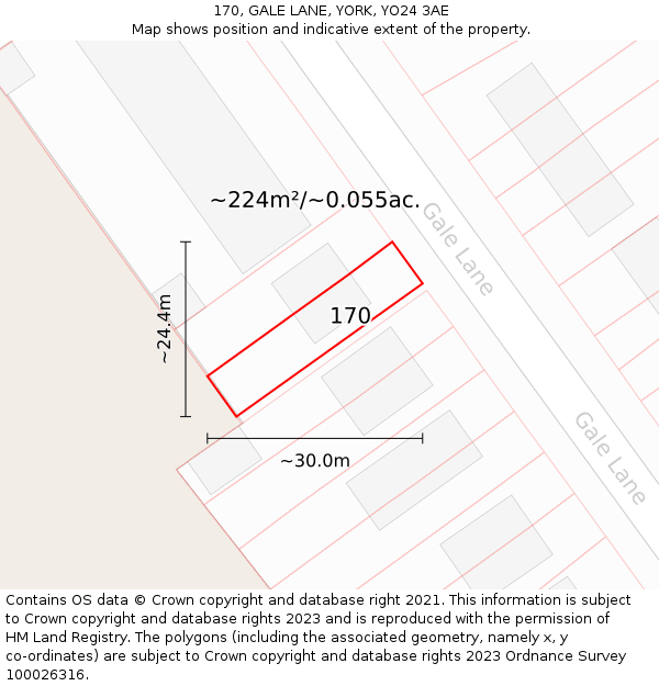 170, GALE LANE, YORK, YO24 3AE: Plot and title map