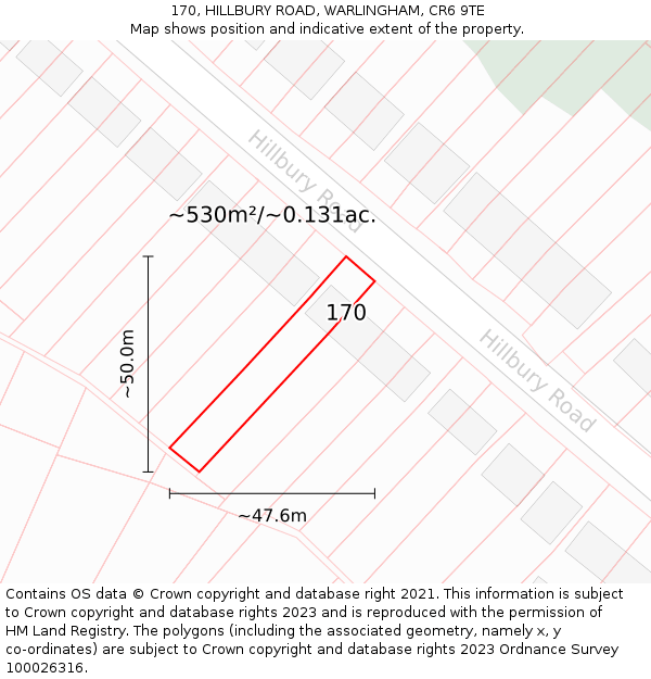 170, HILLBURY ROAD, WARLINGHAM, CR6 9TE: Plot and title map