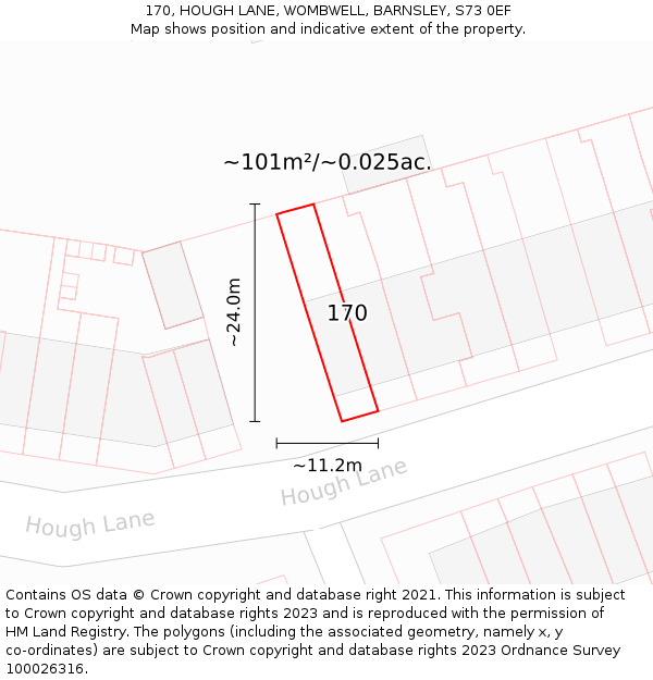 170, HOUGH LANE, WOMBWELL, BARNSLEY, S73 0EF: Plot and title map