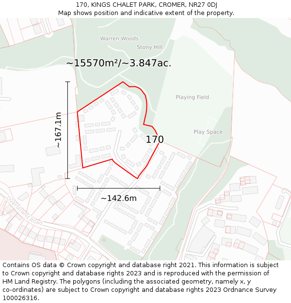 170, KINGS CHALET PARK, CROMER, NR27 0DJ: Plot and title map