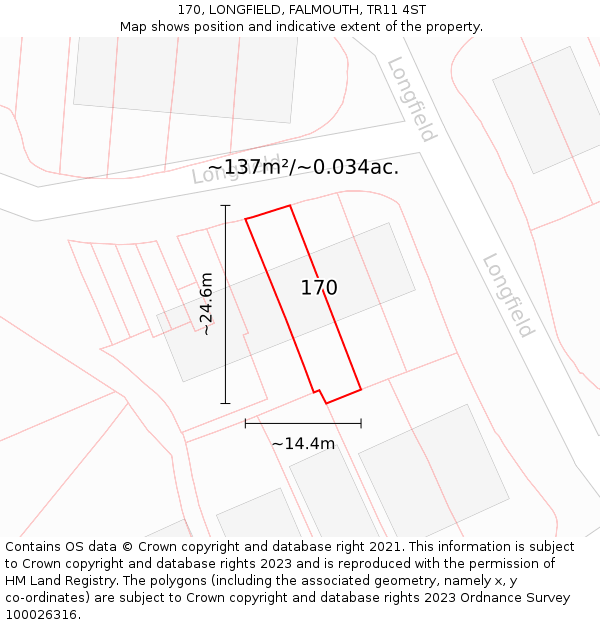 170, LONGFIELD, FALMOUTH, TR11 4ST: Plot and title map