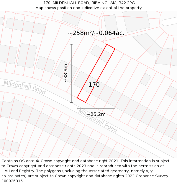 170, MILDENHALL ROAD, BIRMINGHAM, B42 2PG: Plot and title map