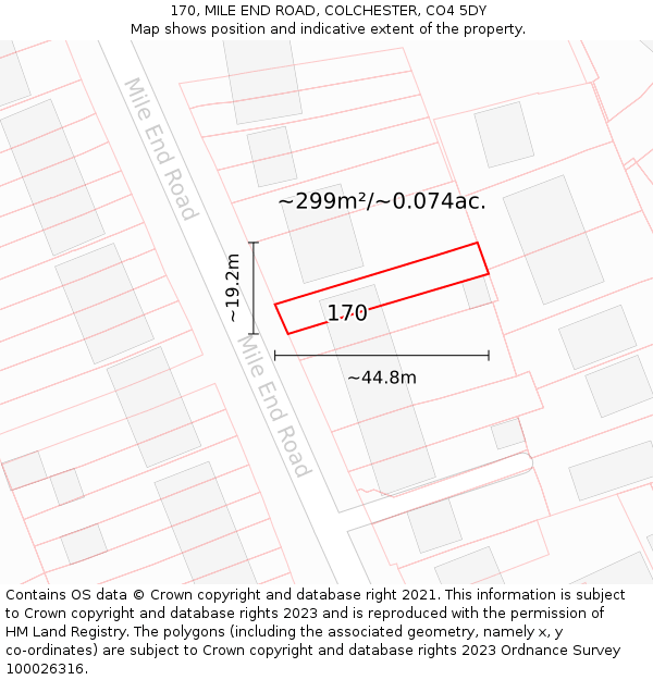 170, MILE END ROAD, COLCHESTER, CO4 5DY: Plot and title map