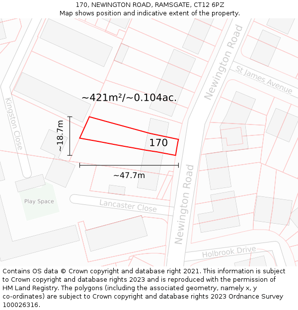 170, NEWINGTON ROAD, RAMSGATE, CT12 6PZ: Plot and title map