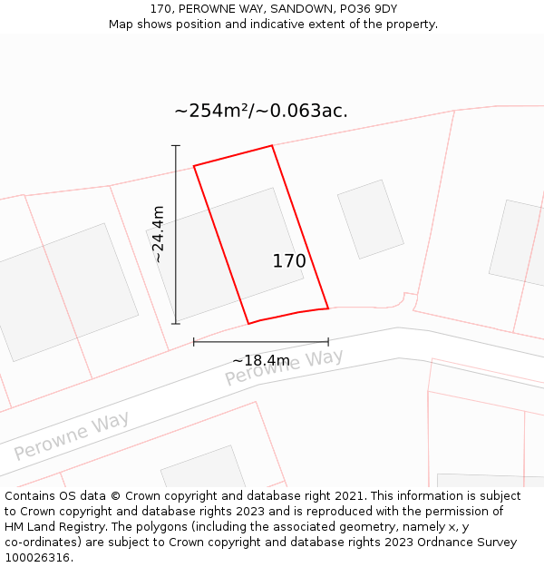 170, PEROWNE WAY, SANDOWN, PO36 9DY: Plot and title map