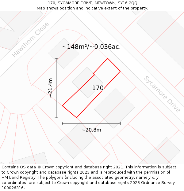 170, SYCAMORE DRIVE, NEWTOWN, SY16 2QQ: Plot and title map