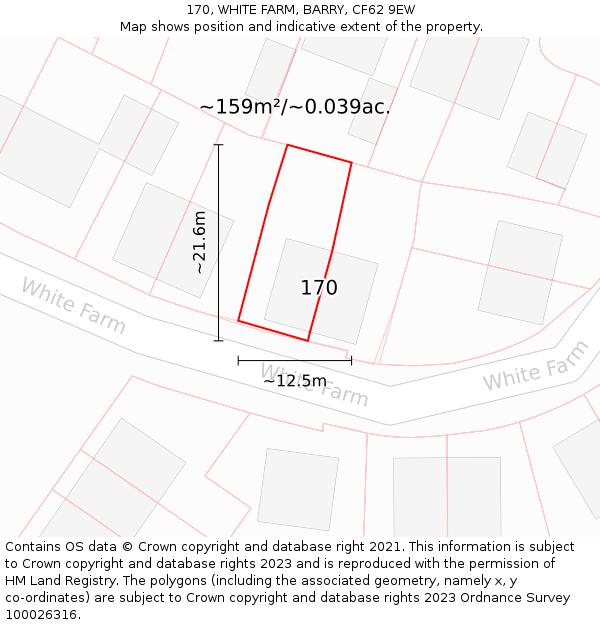 170, WHITE FARM, BARRY, CF62 9EW: Plot and title map