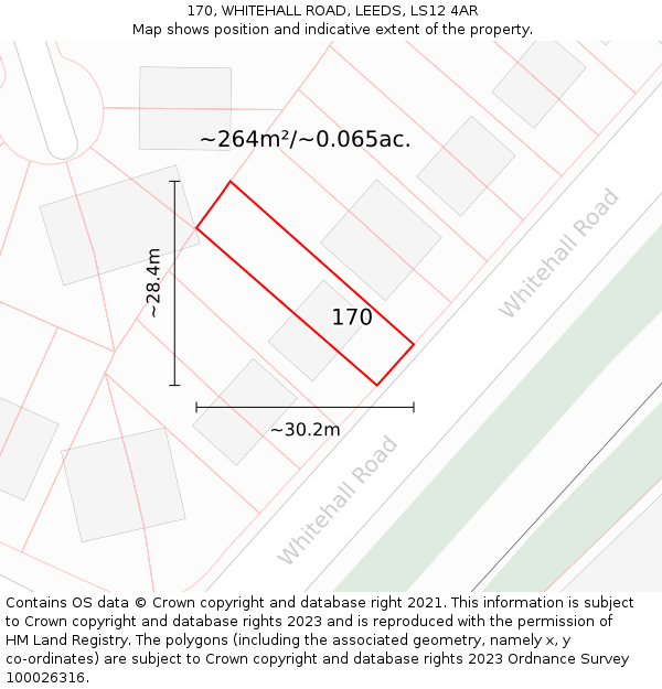 170, WHITEHALL ROAD, LEEDS, LS12 4AR: Plot and title map