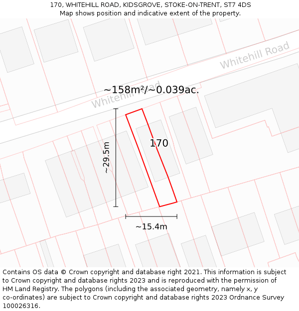 170, WHITEHILL ROAD, KIDSGROVE, STOKE-ON-TRENT, ST7 4DS: Plot and title map