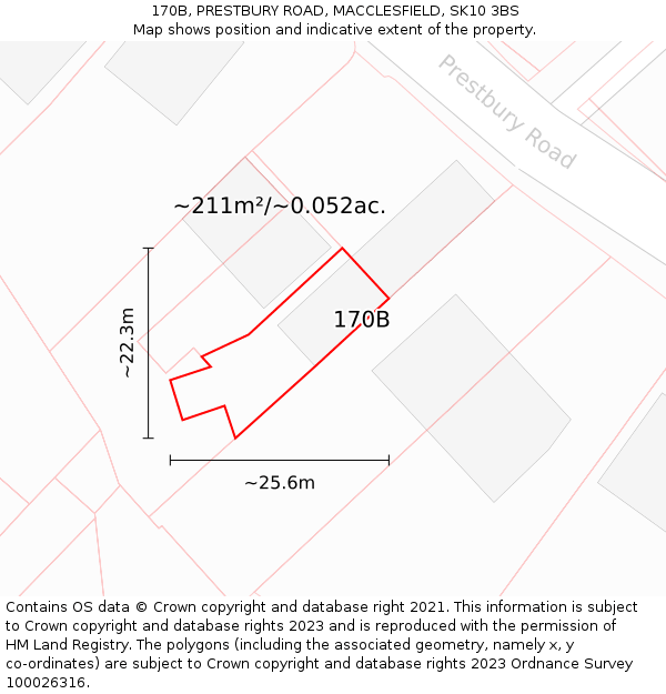 170B, PRESTBURY ROAD, MACCLESFIELD, SK10 3BS: Plot and title map