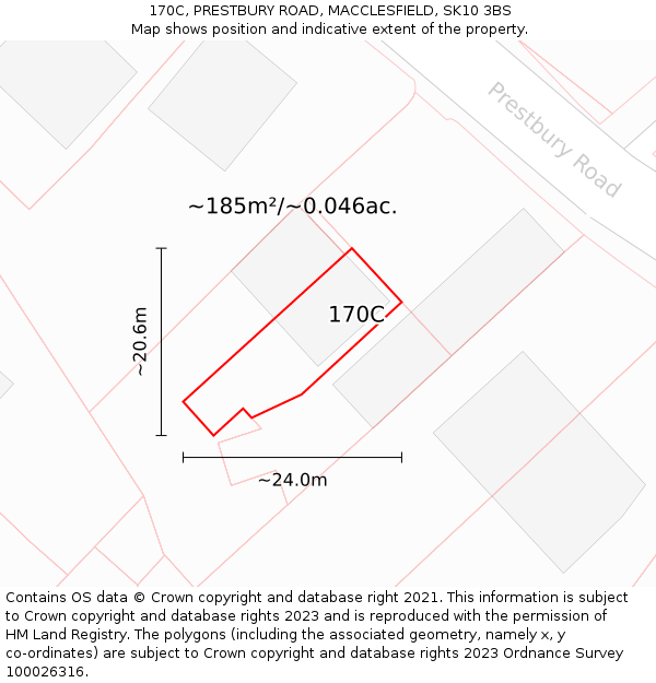 170C, PRESTBURY ROAD, MACCLESFIELD, SK10 3BS: Plot and title map