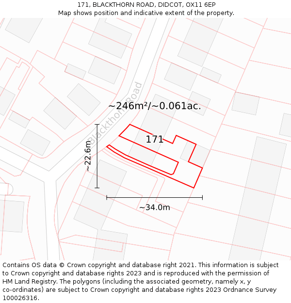 171, BLACKTHORN ROAD, DIDCOT, OX11 6EP: Plot and title map