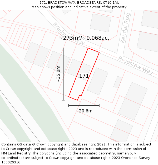 171, BRADSTOW WAY, BROADSTAIRS, CT10 1AU: Plot and title map