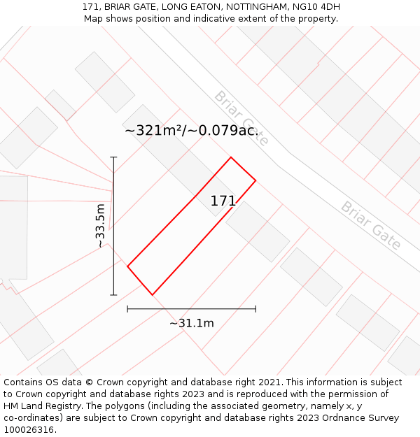 171, BRIAR GATE, LONG EATON, NOTTINGHAM, NG10 4DH: Plot and title map