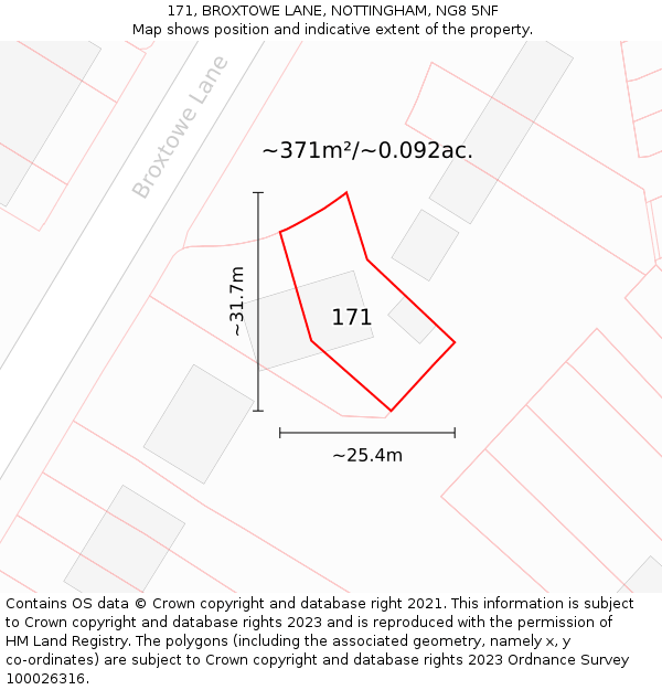 171, BROXTOWE LANE, NOTTINGHAM, NG8 5NF: Plot and title map