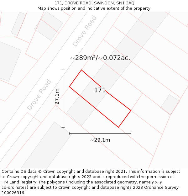 171, DROVE ROAD, SWINDON, SN1 3AQ: Plot and title map