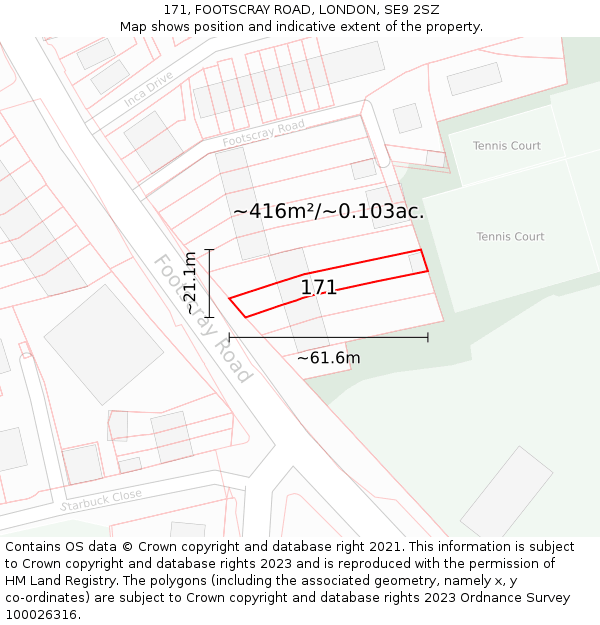 171, FOOTSCRAY ROAD, LONDON, SE9 2SZ: Plot and title map