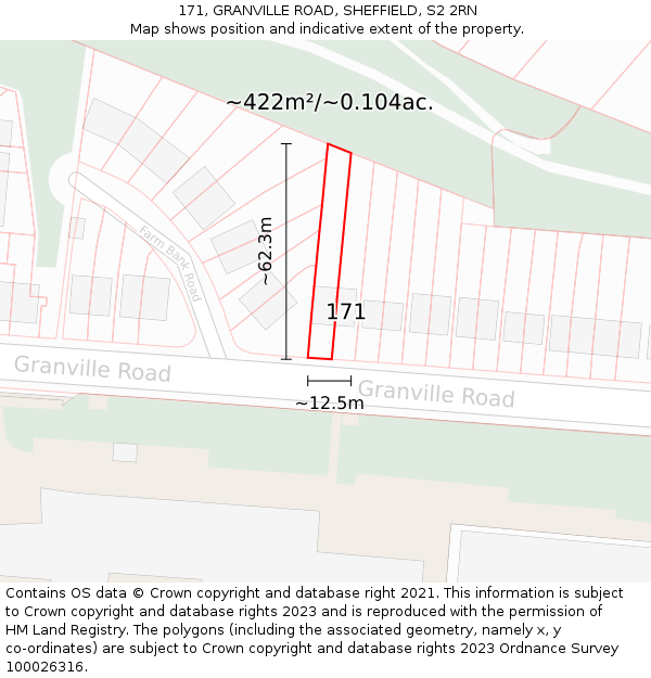 171, GRANVILLE ROAD, SHEFFIELD, S2 2RN: Plot and title map