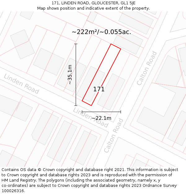 171, LINDEN ROAD, GLOUCESTER, GL1 5JE: Plot and title map