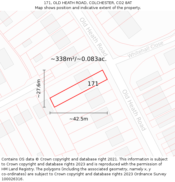 171, OLD HEATH ROAD, COLCHESTER, CO2 8AT: Plot and title map