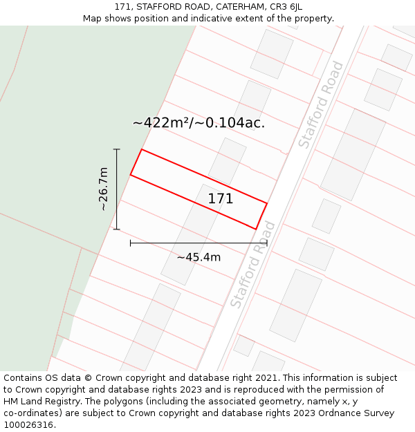 171, STAFFORD ROAD, CATERHAM, CR3 6JL: Plot and title map