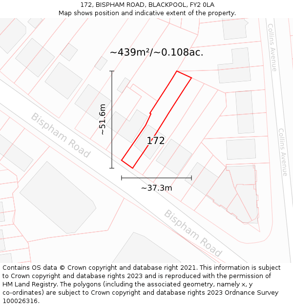 172, BISPHAM ROAD, BLACKPOOL, FY2 0LA: Plot and title map