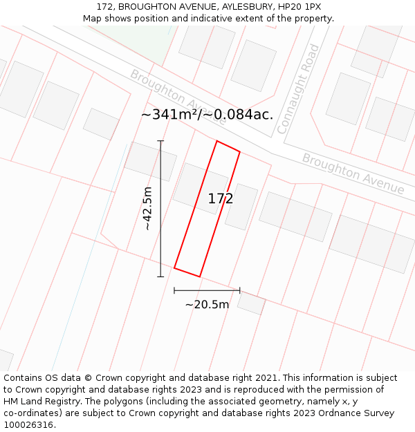 172, BROUGHTON AVENUE, AYLESBURY, HP20 1PX: Plot and title map