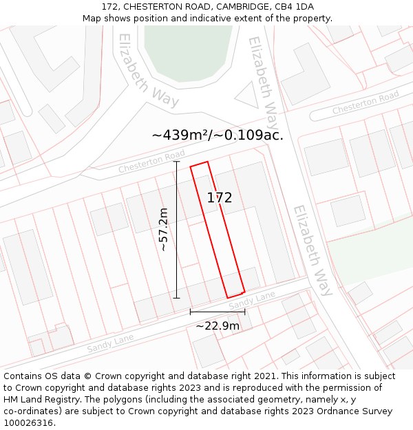 172, CHESTERTON ROAD, CAMBRIDGE, CB4 1DA: Plot and title map