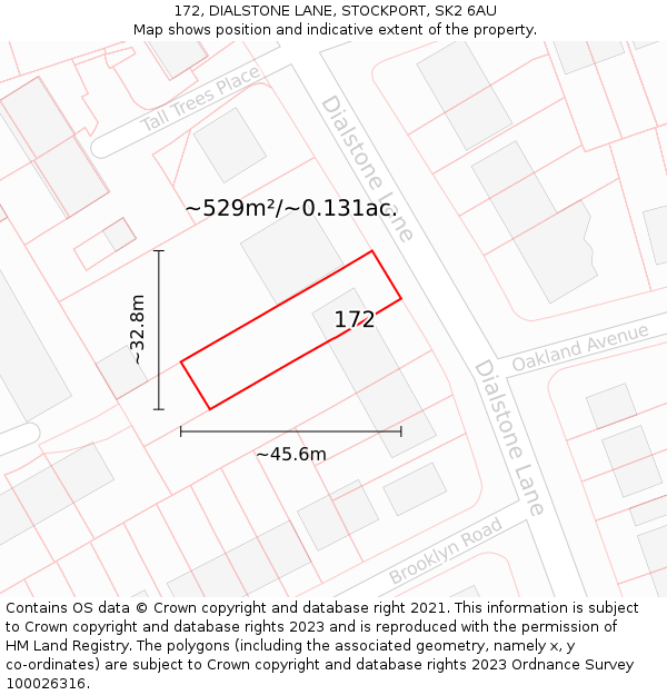 172, DIALSTONE LANE, STOCKPORT, SK2 6AU: Plot and title map