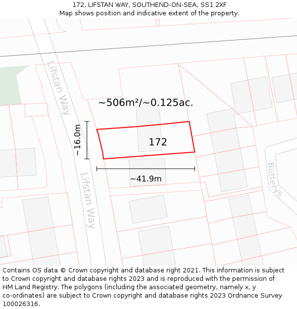 172, LIFSTAN WAY, SOUTHEND-ON-SEA, SS1 2XF: Plot and title map