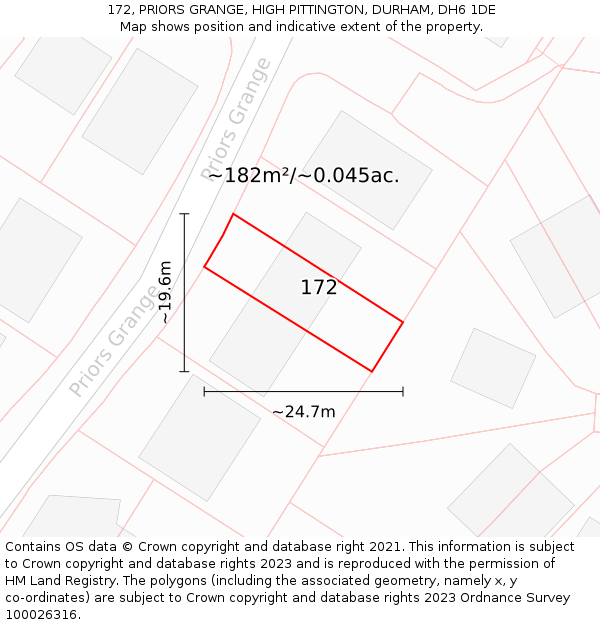 172, PRIORS GRANGE, HIGH PITTINGTON, DURHAM, DH6 1DE: Plot and title map