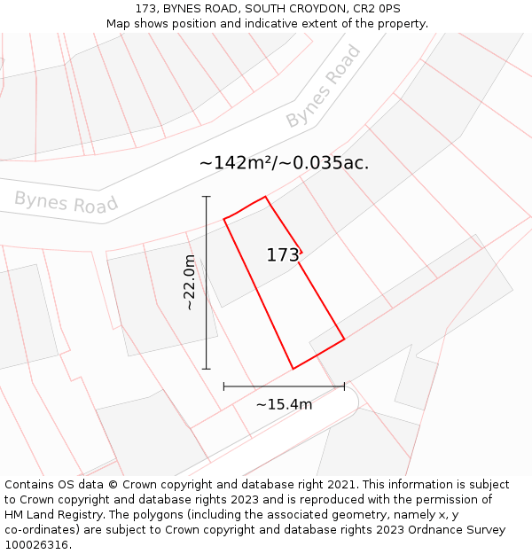 173, BYNES ROAD, SOUTH CROYDON, CR2 0PS: Plot and title map